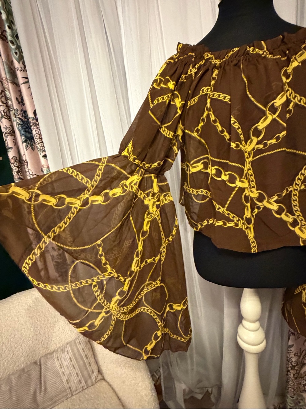 Live 4 Truth Brown Blouse with Yellow Chain Print - Picture 2 of 9